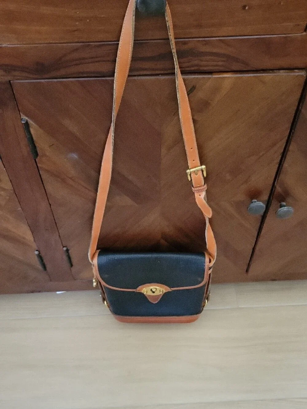Dooney & Bourke Rare Black Pebbled Leather Calvary Spectator Bag